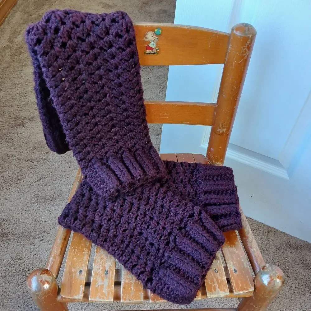 Claret Leg Warmers OSFM crochet warm thick chunky over the knee dance premade